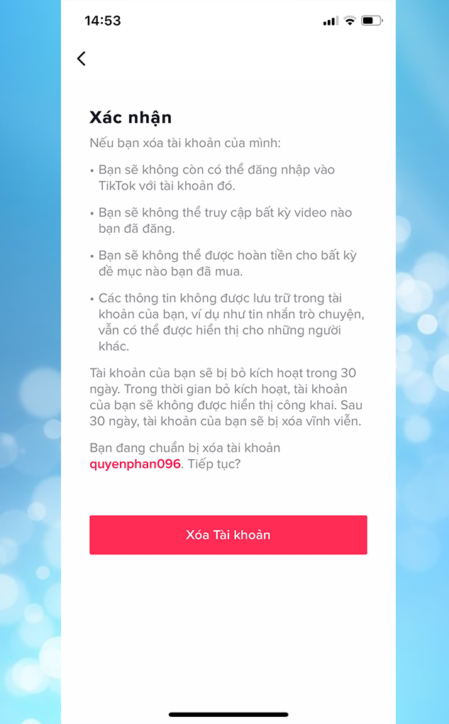 Sau đó nhấn khóa tài khoản