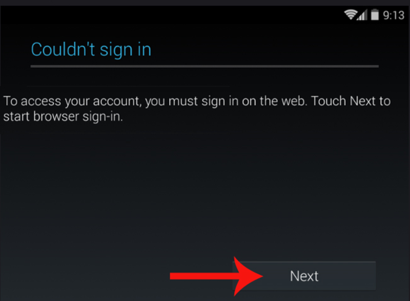 Điền th&ocirc;ng tin t&agrave;i khoản Gmail v&agrave; mật khẩu của bạn > Chọn OK > Chọn Next.