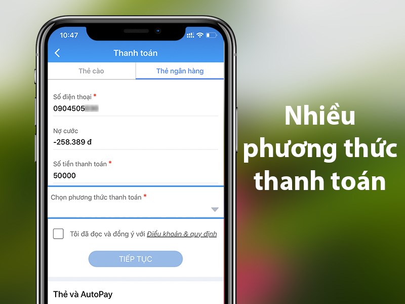 Hỗ trợ thanh toán nạp tiền và tra cước hằng tháng