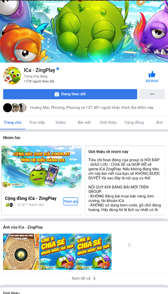  Theo dõi fanpage của game để nhận quà trong