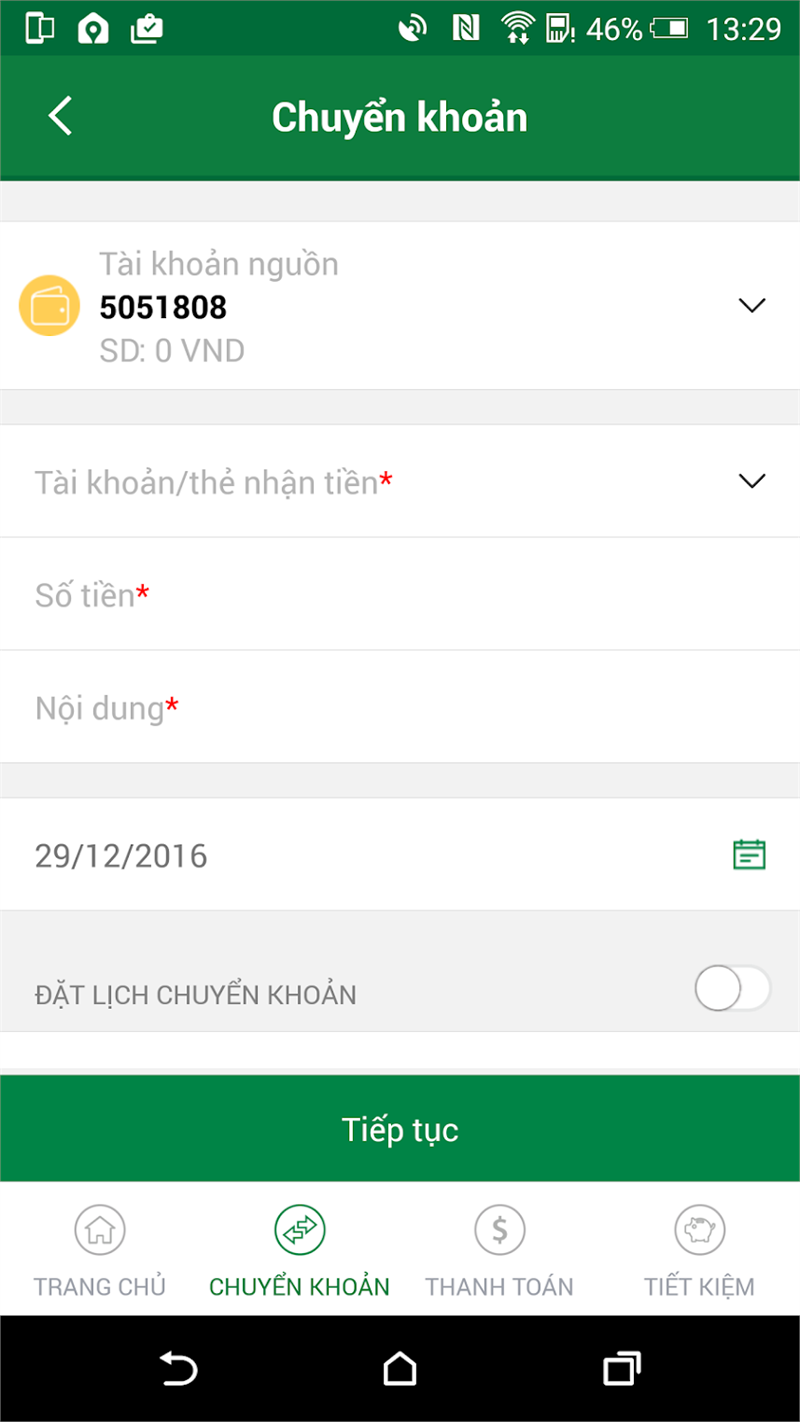 Chuyển khoản qua ứng dụng VPBank NEO