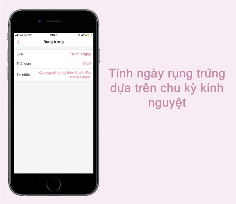 Tính ngày rụng trứng trên ứng dụng Lịch kinh nguyệt & Tính ngày rụng trứng