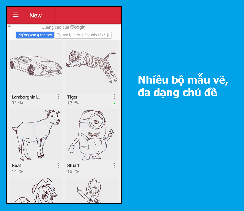  Nhiều bộ mẫu vẽ, đa dạng chủ đề