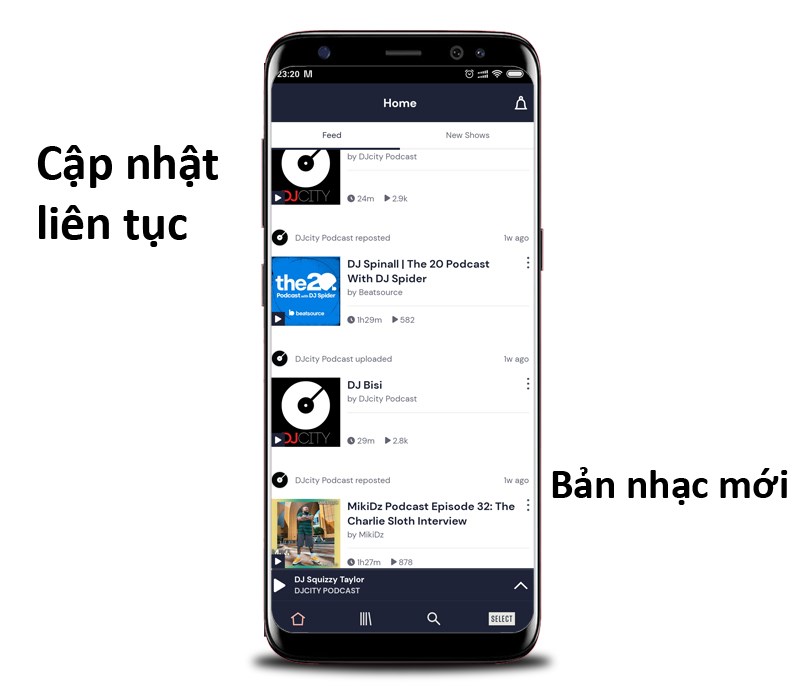 Mixcloud lu&ocirc;n cập nhật c&aacute;c bản nhạc mới nhất