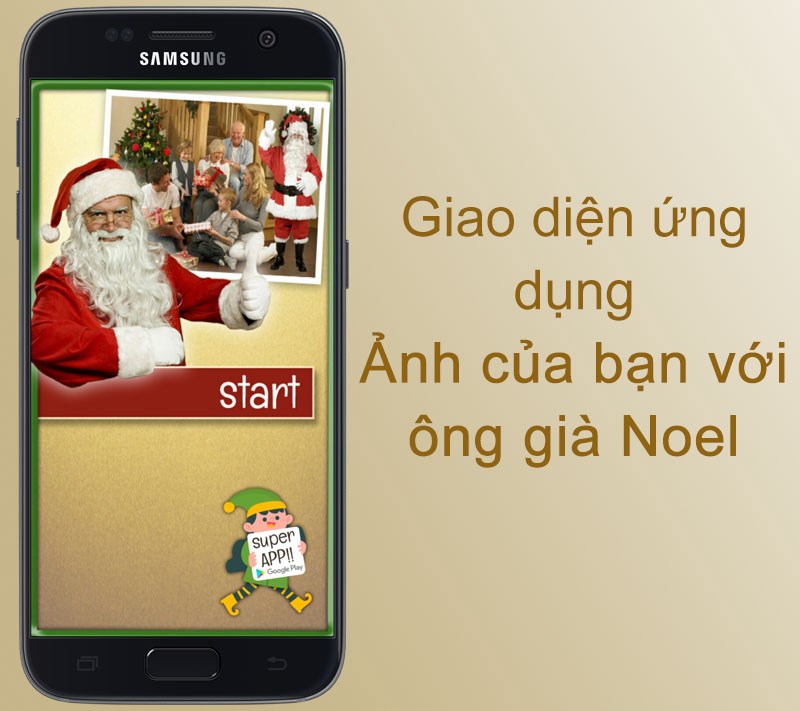 Giao diện ứng dụng Ảnh của bạn với ông già Noel