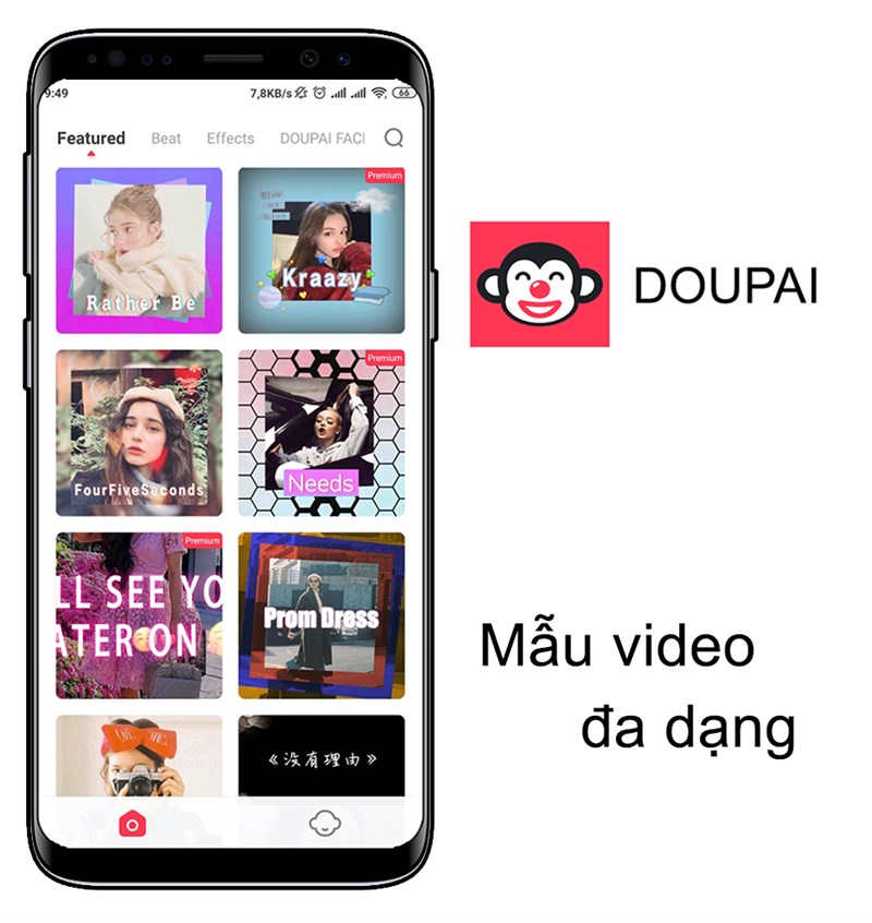 Mẫu video đa dạng tr&ecirc;n Doupai Face