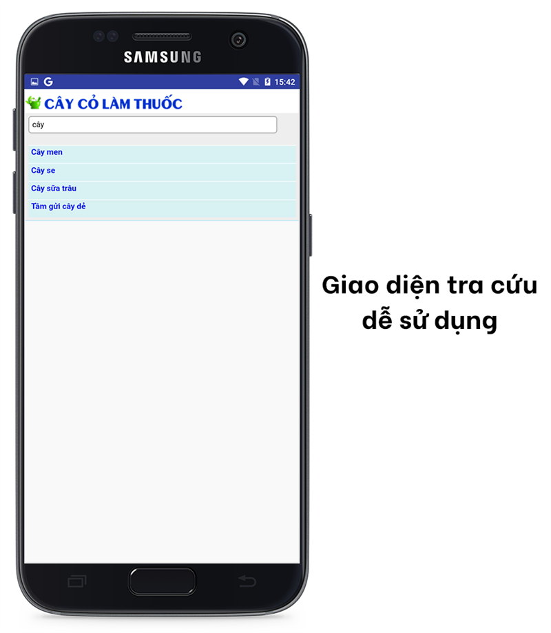  Ứng dụng C&acirc;y cỏ l&agrave;m thuốc - Giao diện tra cứu