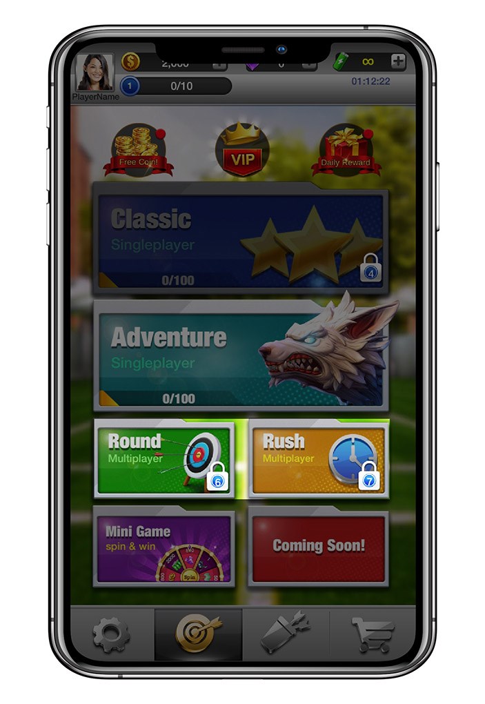 <alt>Chế độ chơi cùng người khác Round và Rush của game Archery Go - Bow & Arrow King <alt>