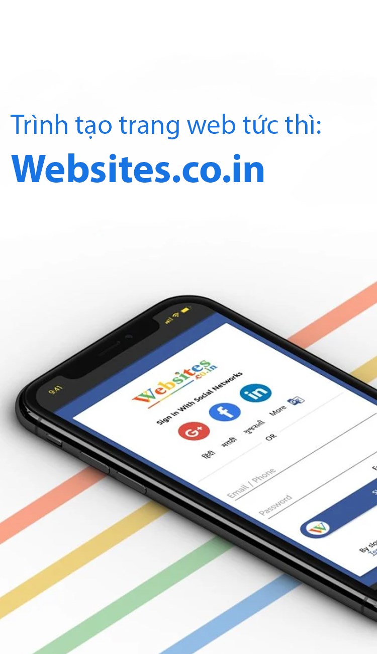 Tr&igrave;nh tạo trang web tức th&igrave;: Websites.co.in c&oacute; tr&ecirc;n CH Play v&agrave; App Store