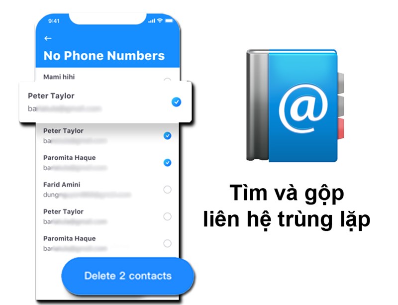 Li&ecirc;n hệ tr&ugrave;ng lặp được ứng dụng t&igrave;m v&agrave; gộp hoặc x&oacute;a của ứng dụng Cleaner Master 