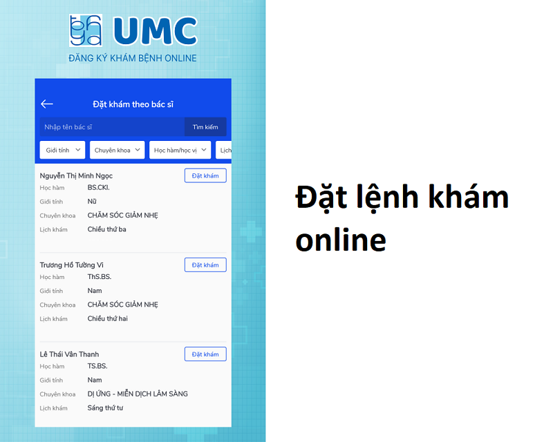 Đặt lịch khám bệnh online