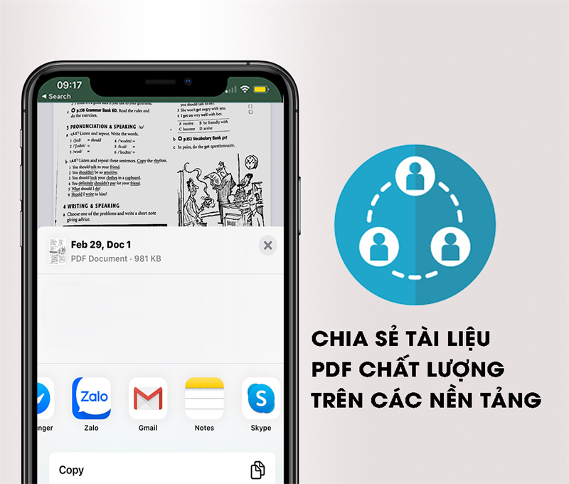 Dễ d&agrave;ng chia sẻ t&agrave;i liệu tr&ecirc;n c&aacute;c nền tảng