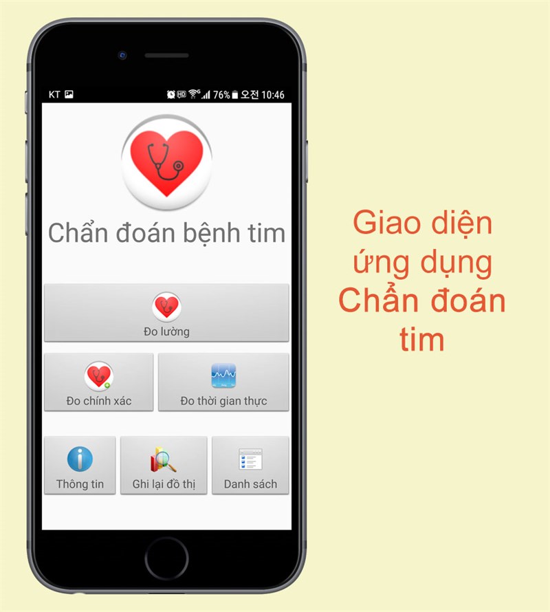  Giao diện ứng dụng Chẩn đo&aacute;n tim