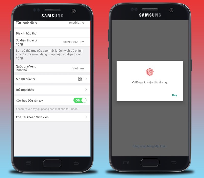 Đăng nhập bằng v&acirc;n tay dễ d&agrave;ng