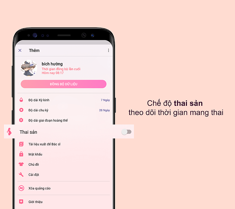 Chuyển sang chế độ thai kỳ để theo d&otilde;i thời gian mang thai, dự đo&aacute;n ng&agrave;y sinh
