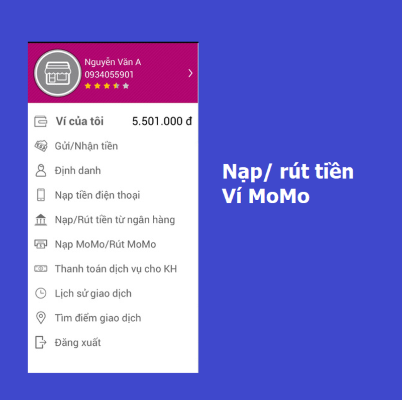 Rút/ nạp tiền vào ví MoMo