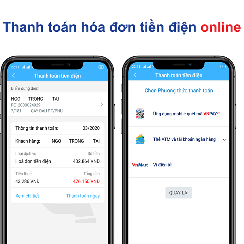 thanh toán hóa đơn điện nhanh chóng bằng thẻ ngân hàng