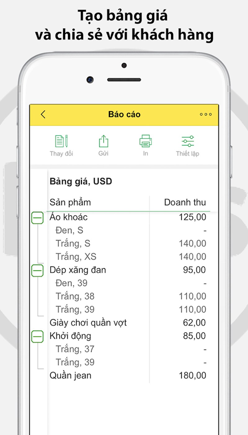 Tạo bảng giá và chia sẻ với khách hàng dễ dàng