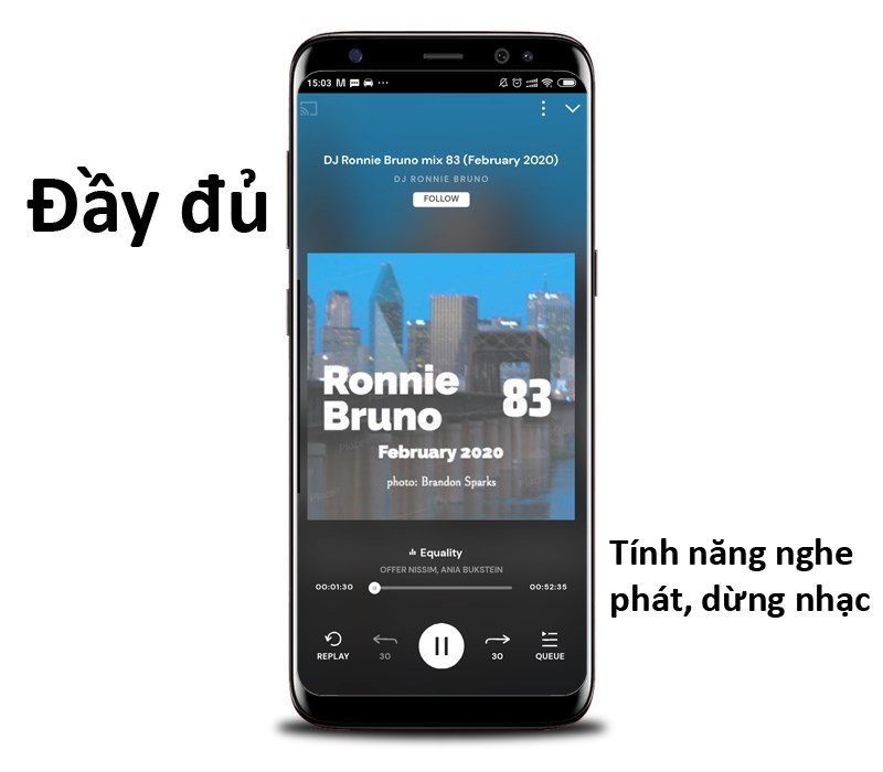 Mixcloud hỗ trợ đầy đủ c&aacute;c t&iacute;nh năng nghe nhạc