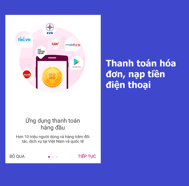 Thanh toán hóa đơn, nạp tiền điện thoại