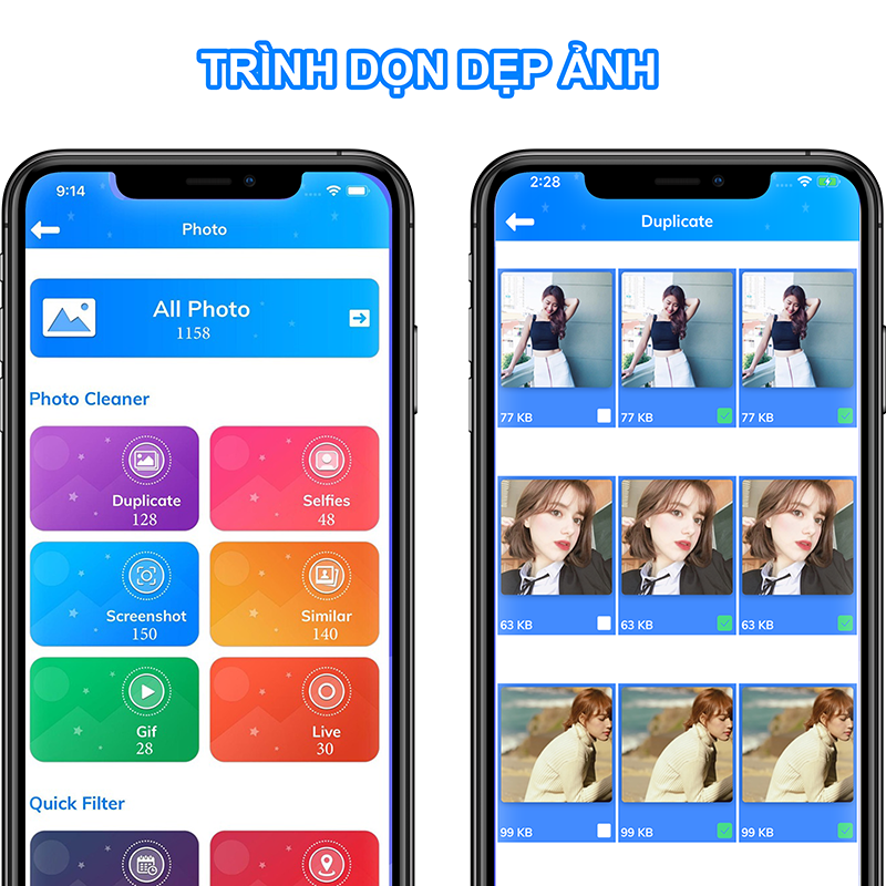 Trình dọn dẹp ảnh kém chất lượng, ảnh bị trùng