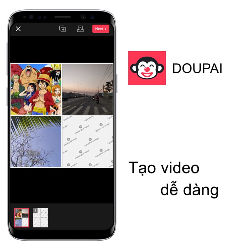 Nhấn v&agrave;o khung, chọn h&igrave;nh ảnh từ điện thoại để tạo video
