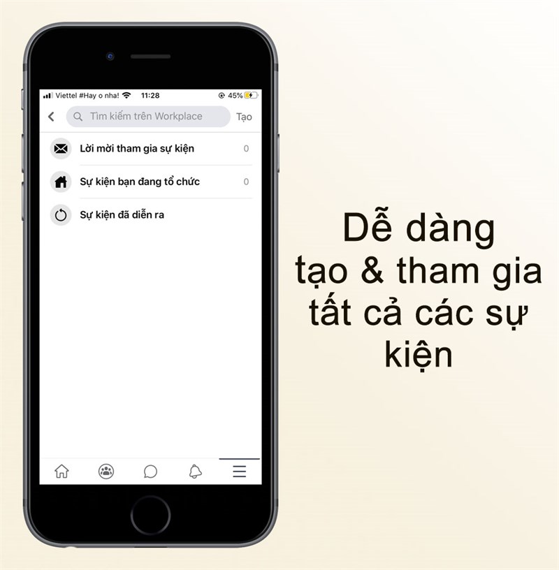 Tham gia c&aacute;c sự kiện tr&ecirc;n ứng dụng Workplace by Facebook