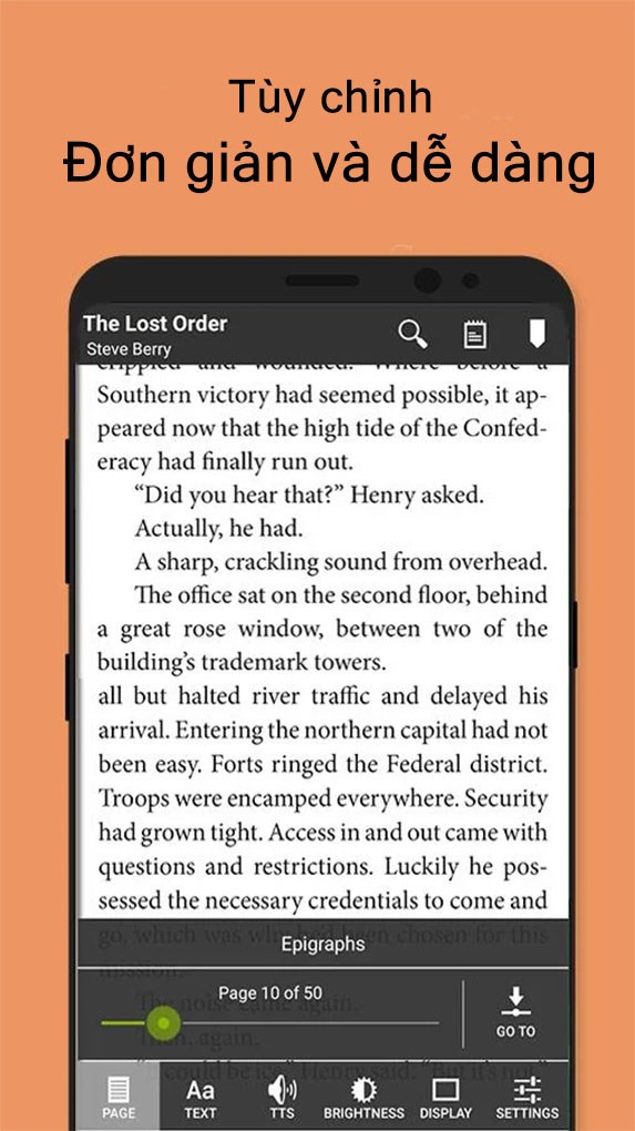 T&ugrave;y chỉnh trong khi đọc s&aacute;ch tr&ecirc;n ứng dụng Media365 Book Reader