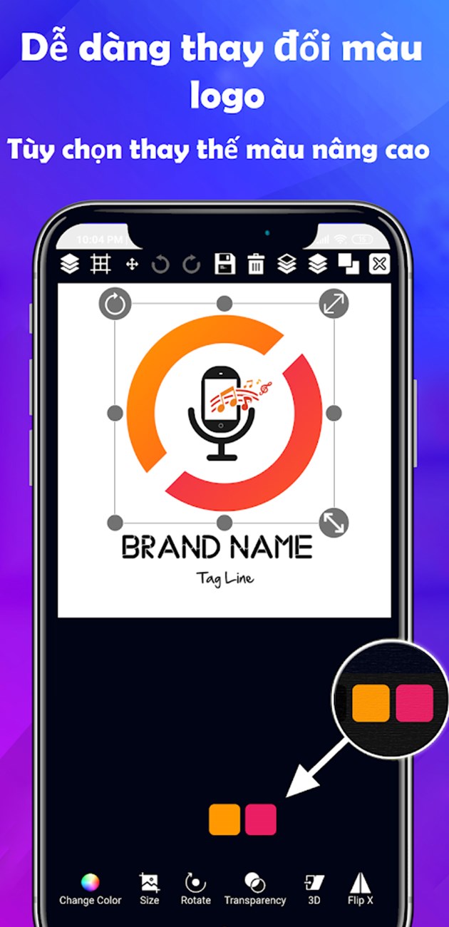 Thay đổi màu logo dễ dàng