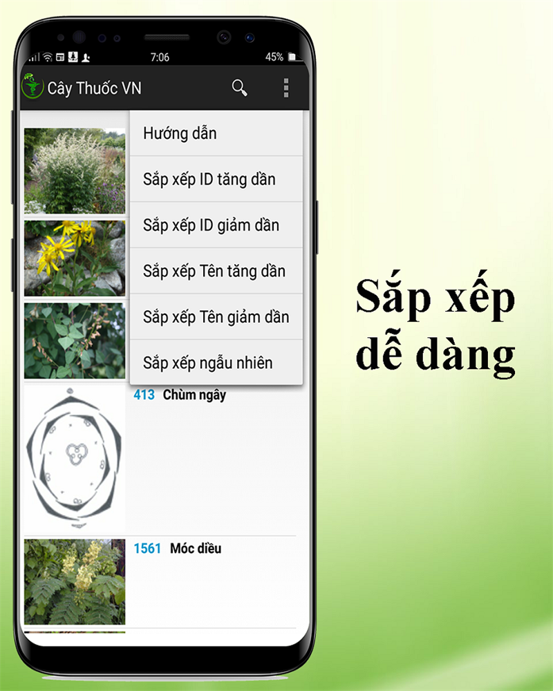 Sắp xếp cây thuốc theo tên dễ dàng