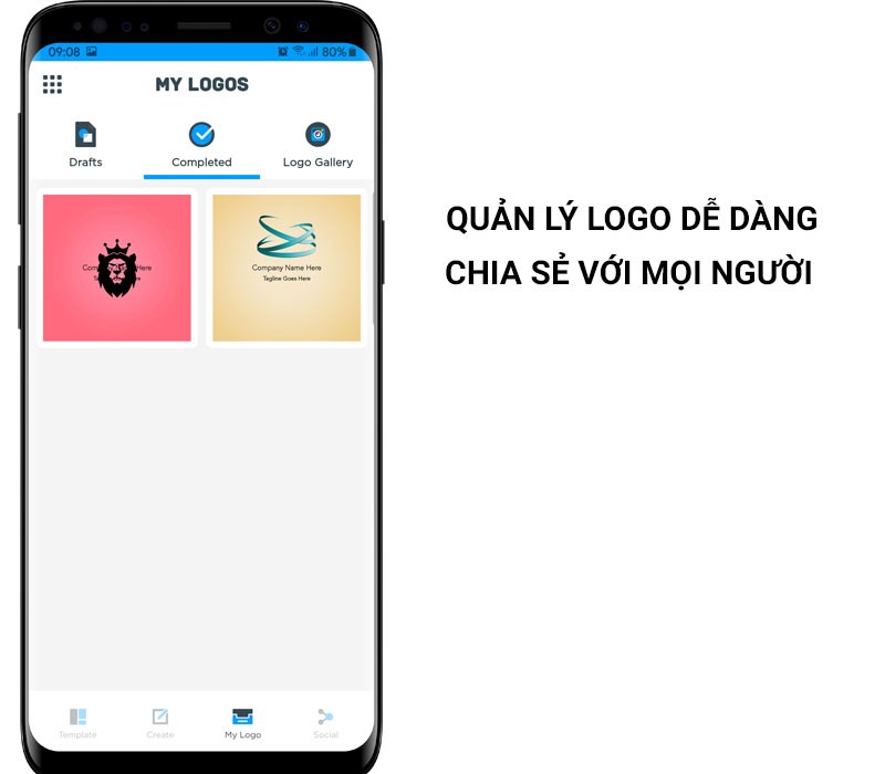 Quản lý các mẫu thiết kế logo của bạn, dễ dàng chia sẻ, tải về logo với độ phân giải cao