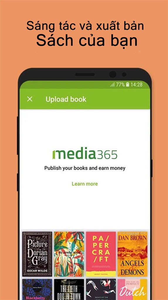 t&iacute;nh năng đăng tải s&aacute;ch của người d&ugrave;ng tr&ecirc;n ứng dụng Media365 Book Reader