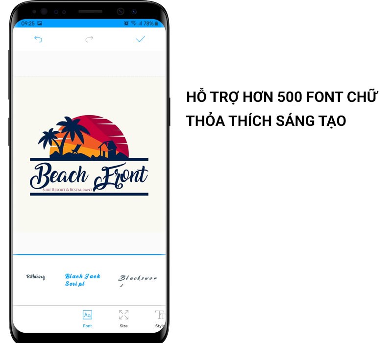 Hỗ trợ hơn 500 font chữ