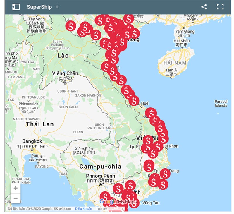 Trụ sở của SuperShip trên 63 tỉnh thành
