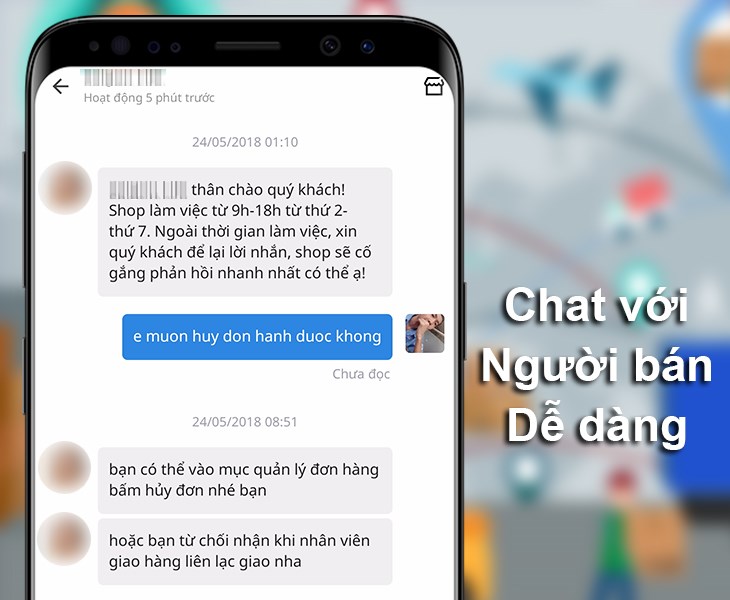 Tính năng chat với người bán