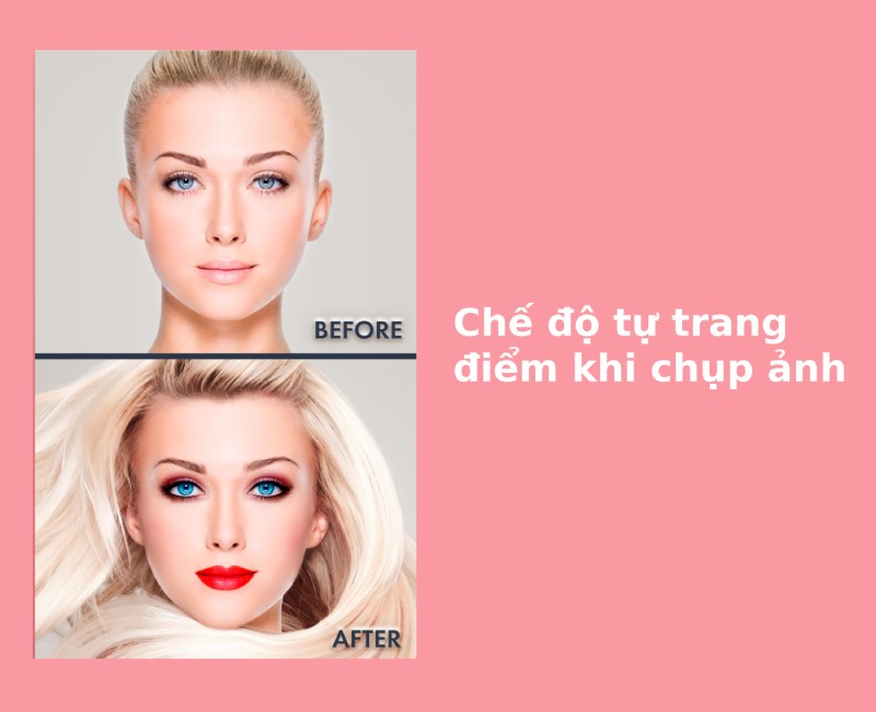 Chế độ tự trang điểm khi chụp ảnh trên Makeup Photo Editor