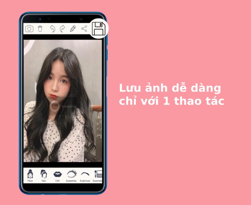  Lưu ảnh với 1 thao tác trên ứng dụng Makeup Photo Editor.