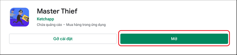 Giao diện khởi chạy game Master Thief