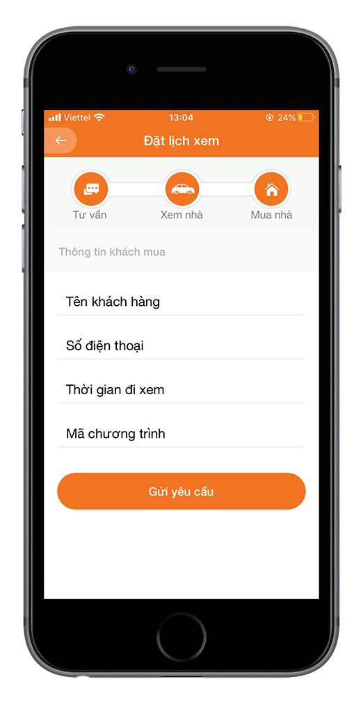 Đặt lịch xem nhà trên ứng dung Prozy- Dịch vụ Bất động