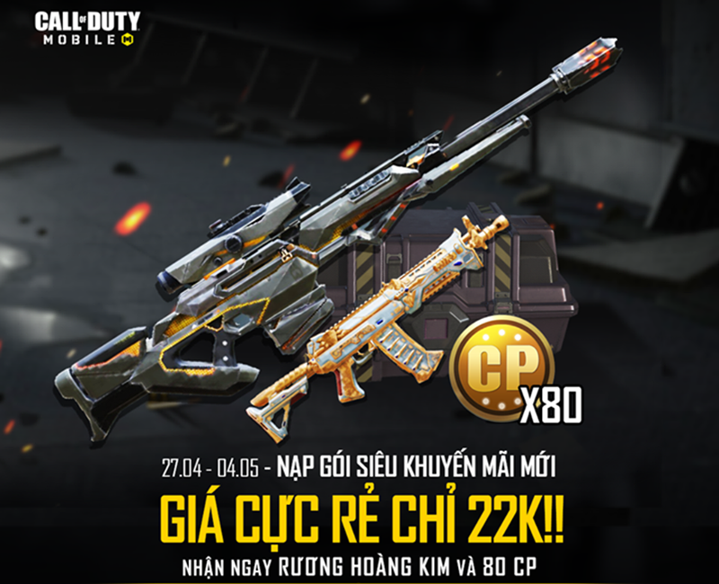  Nạp g&oacute;i 22k Nhận 80 CP & Rương Ho&agrave;ng Kim