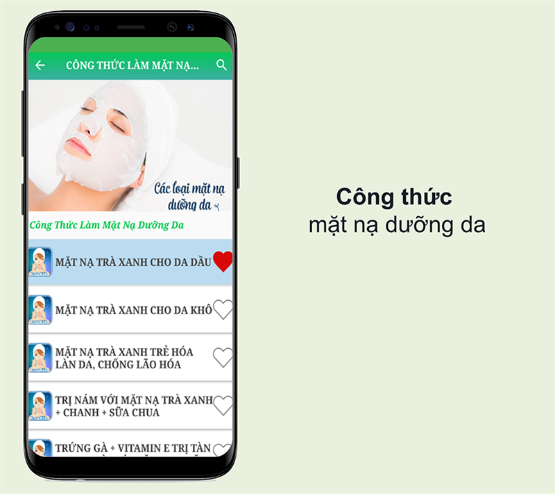 Ứng dụng cung cấp đa dạng c&ocirc;ng thức mặt nạ l&agrave;m đẹp