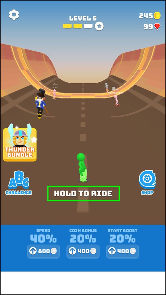 Nhấn giữ để di chuyển trong game Turbo Stars