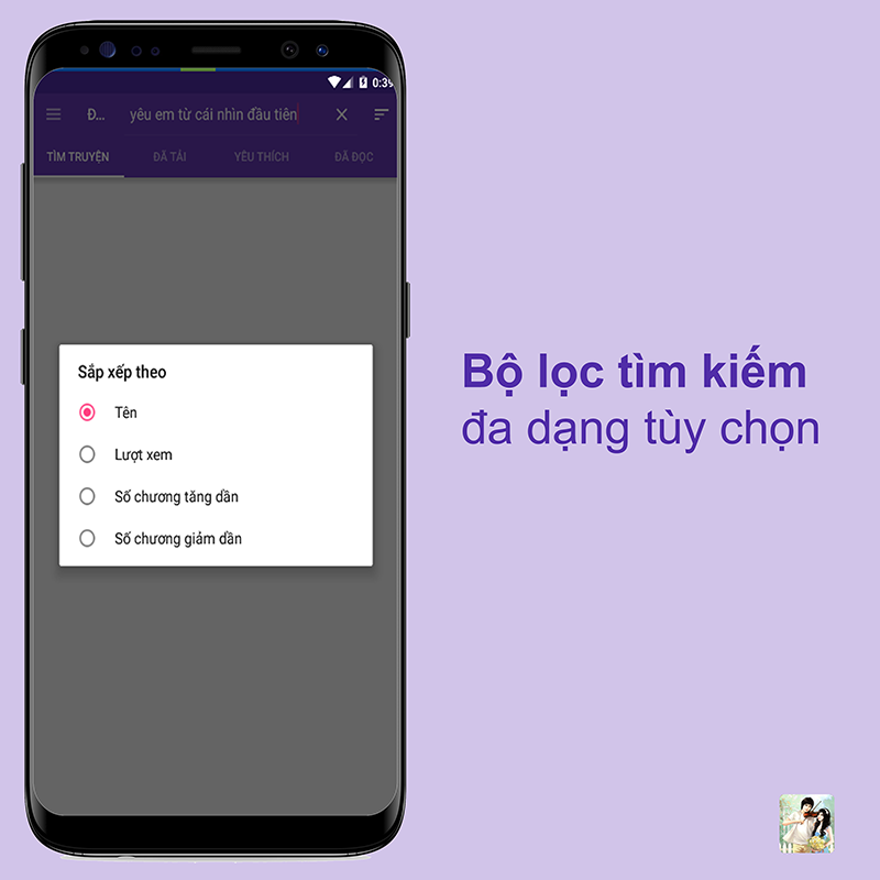 Đa dạng bộ lọc truyện trên ứng dụng truyện ngôn tình offline