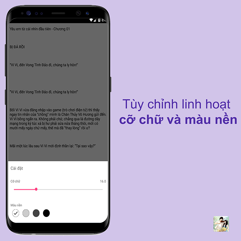 Tùy chỉnh cỡ chữ và màu nền