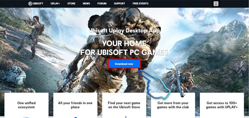 vào trang truy cập và tải Uplay