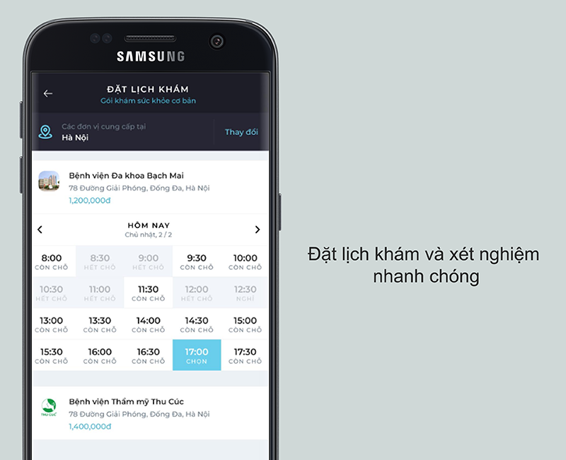 Đặt lịch kh&aacute;m v&agrave; x&eacute;t nghiệm nhanh ch&oacute;ng