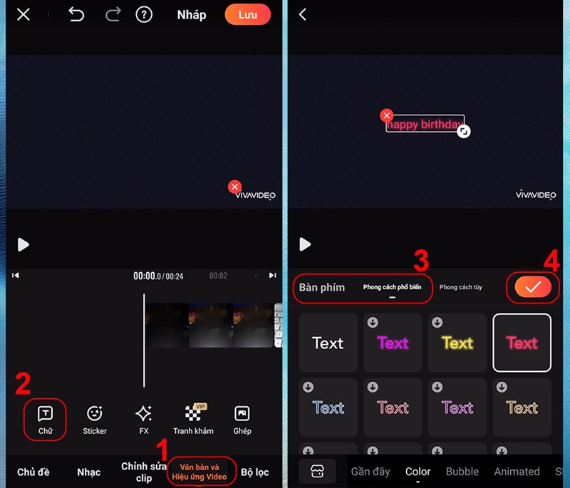  Chọn hiệu ứng chữ cho video