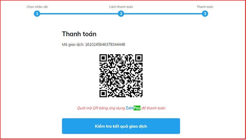 xác nhận thanh toán qua zalopay