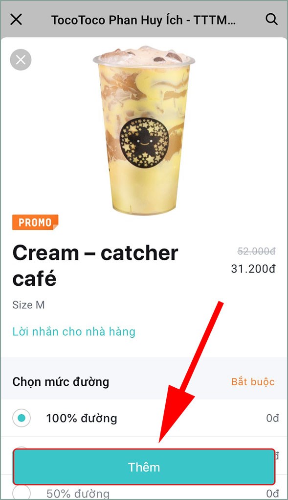 Thêm đồ ăn vào giỏ hàng trên ứng dụng BEAMIN