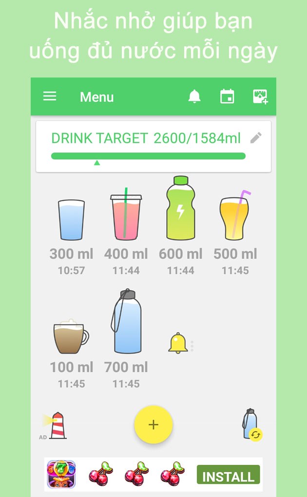Nhắc nhở tự động bạn uống nước đủ mỗi ngày với ứng dụng Water Drink Reminder 
